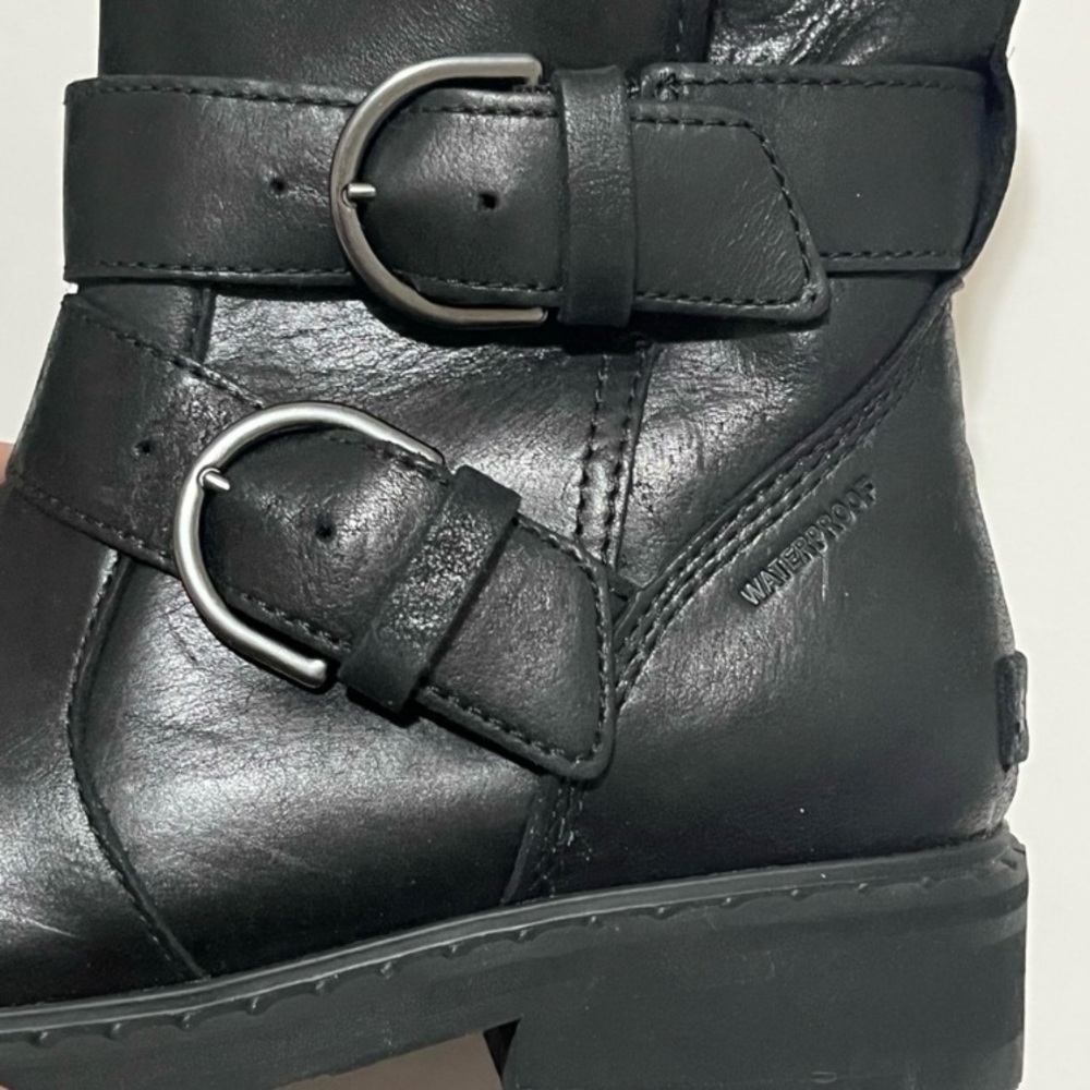 Sorel Lennox Waterproof Combat Moto Boots Cozy Shearling Fur Lined Size 9 Black - Picture 10 of 16